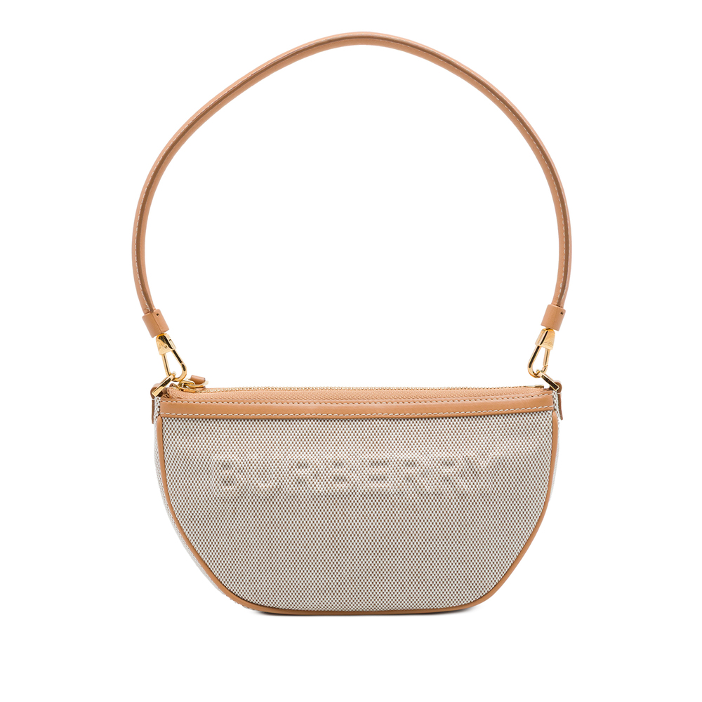 Pre-Loved Burberry Mini Embossed Logo Canvas Olympia Shoulder Bag